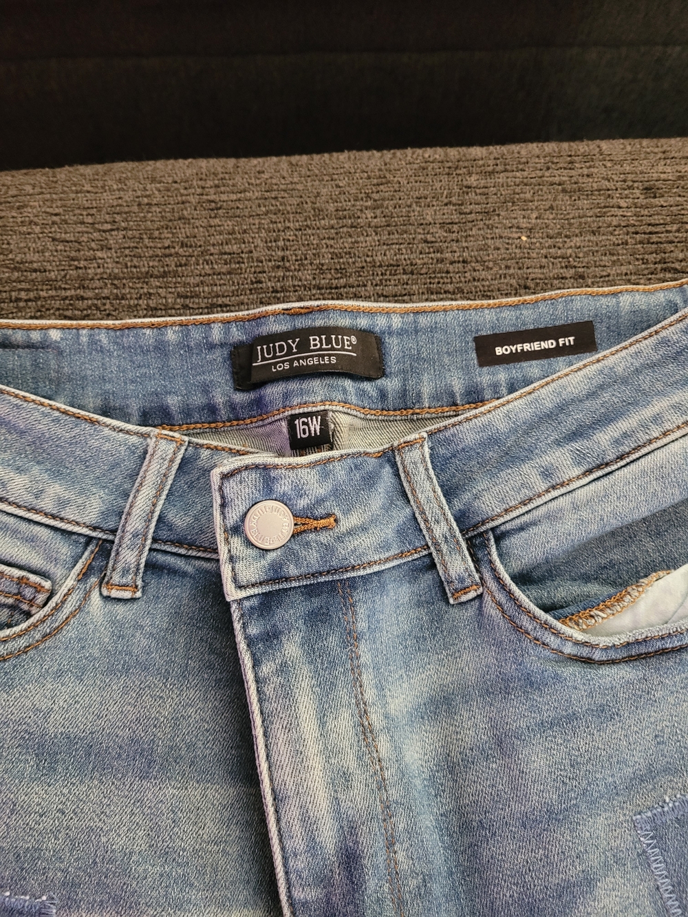 Judy Blue Light & Dark Blue Patchwork Boyfriend Jeans - Picture 3 of 3